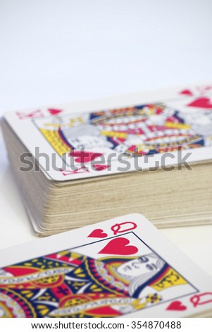 The King and Queen of Hearts on playing cards. Shallow d o f. Valentine/Love concept