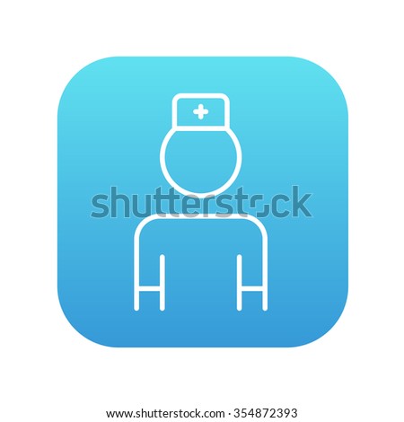 Nurse line icon for web, mobile and infographics. Vector white icon on the blue gradient square with rounded corners isolated on white background.