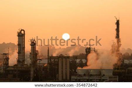Sunset and Polluting Industries Royalty-Free Stock Photo #354872642