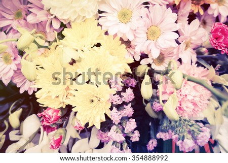 Vintage Flowers, Vintage flower background, flowers with filter effect retro vintage blurry style for background.