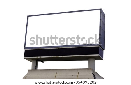Large blank, empty, white billboard screen, isolated on white background, for your advertisement and design