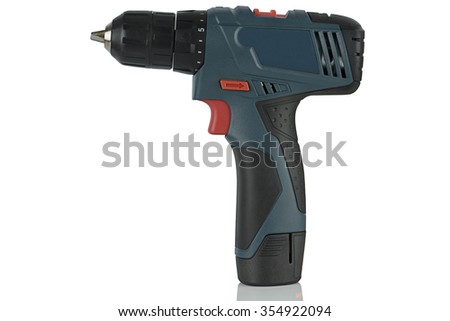 Cordless driver drill on a white background.
