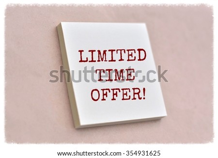Text limited time offer on the short note texture background