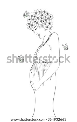Hand sketched pregnant woman