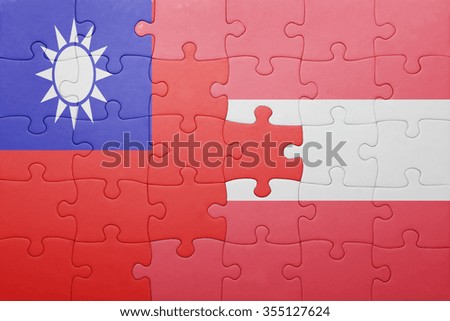puzzle with the national flag of taiwan and austria . concept