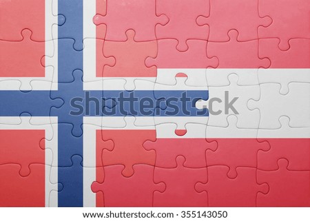 puzzle with the national flag of norway and austria . concept