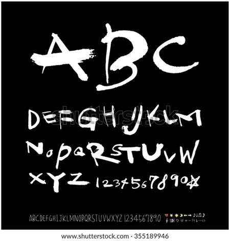 Alphabet & number / Hand drawn calligraphy - vector