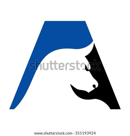 letter a with bull symbol logo vector.
