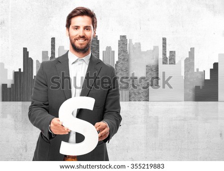 happy businessman with letters