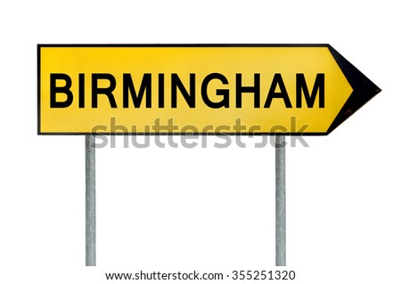 Yellow street concept sign Birmingham isolated on white