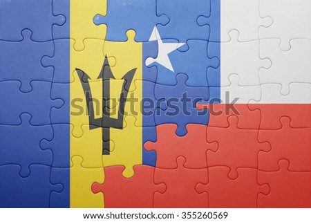 puzzle with the national flag of chile and barbados . concept