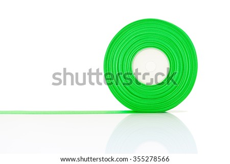 Green ribbon Roll isolated on white background