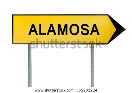 Yellow street concept sign Alamosa solated on white