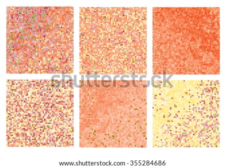 Abstract vector square pixel mosaic background set.