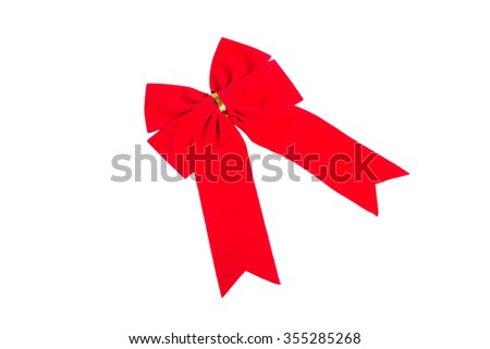 Red ribbon bow on white background. studio shot