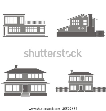 Vector illustrations of four houses. Great design elements for various projects!