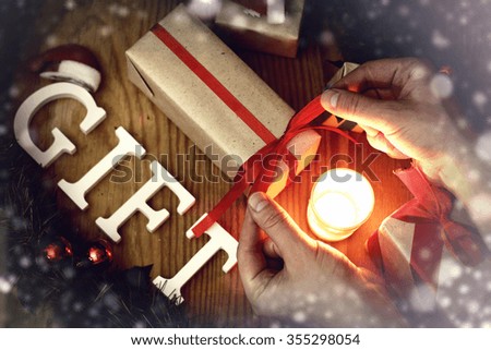 gift christmas wood background candle
