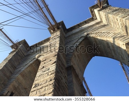 Brooklyn bridge in New York City.
