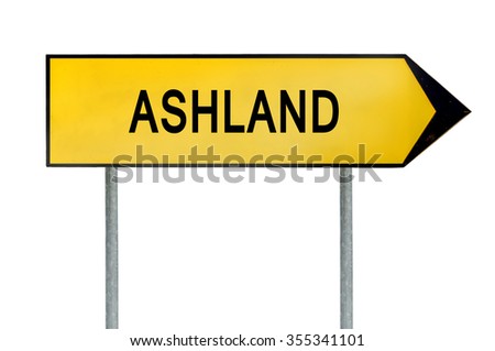 Yellow street concept sign Ashland isolated on white
