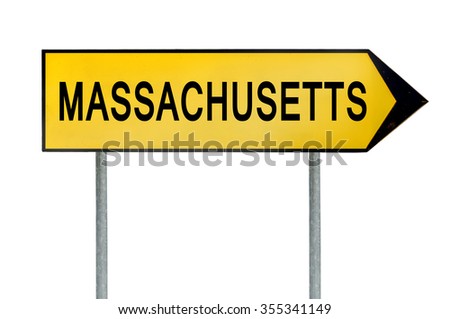 Yellow street concept sign Massachusetts isolated on white