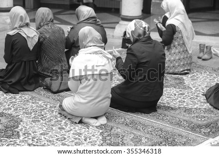 Photo of the Prayer performing by muslim women