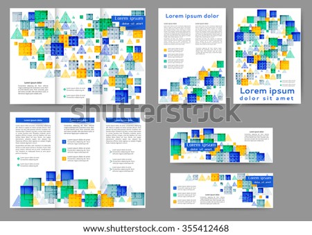 Set of colored abstract brochure template with geometric elements for your business