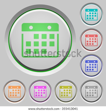 Set of color Hanging calendar sunk push buttons.