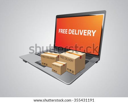 Delivery design, laptop, vector illustration