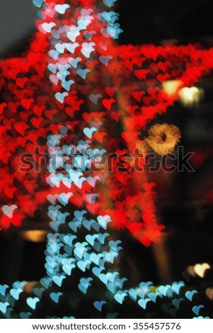 Defocused christmas tree colorful bokeh light background 