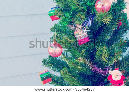 Vintage Christmas decoration  on chrismas tree