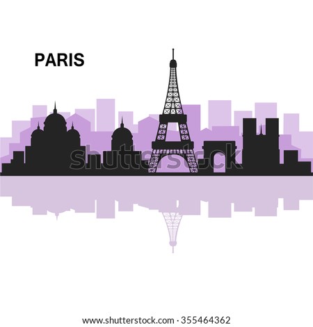 Paris silhouette, white background, detailed vector illustration.