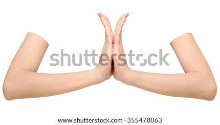 Beautiful woman's hands on the white background,thai dance