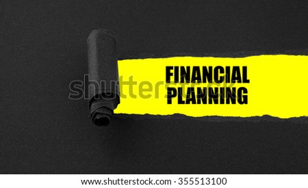 Torn paper with yellow background and text Financial Planning