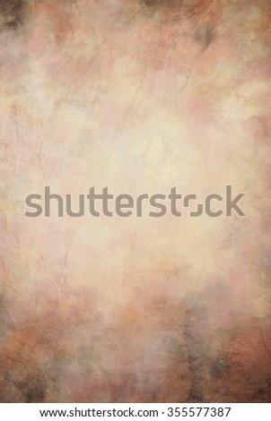 Traditional painted canvas or muslin fabric cloth studio backdrop or background, suitable for use with portraits, products and concepts. Delicate colors of ecru, pinks and tan. Royalty-Free Stock Photo #355577387