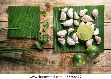 Seasoning, Fresh herbs  food background with copy space