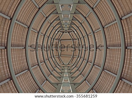 Abstract oval structural tunnel pattern.
