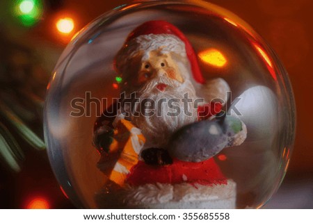 Christmas ball with Santa (with blur)