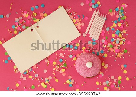 Cupcake, candle and copy space - happy birthday card