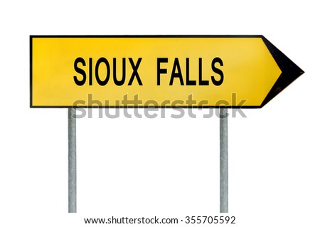 Yellow street concept sign Sioux Falls isolated on white
