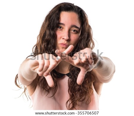 Teenager girl doing NO gesture