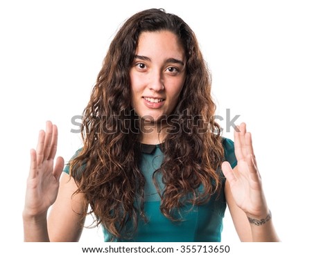 Teenager girl holding something