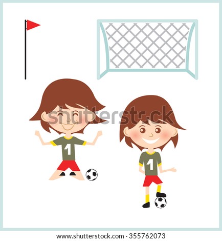 Cartoon soccer kid. Vector clip art illustration with simple gradients. Each element can be used separately.