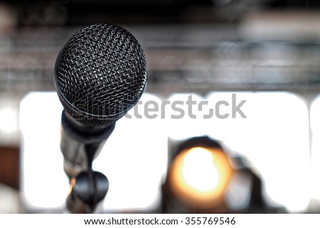 Close up of a microphone on stage