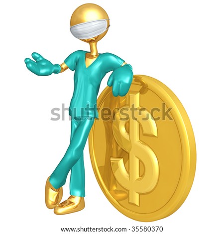 Gold Guy Doctor With Dollar Coin