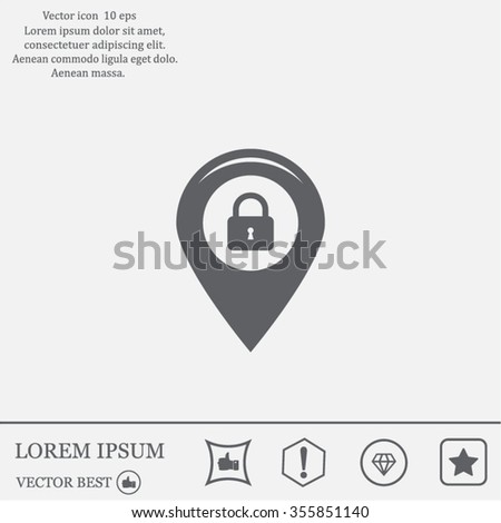 privacy lock icon, icon map pin.