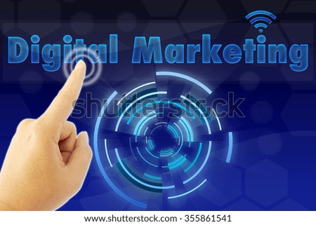 hand pointing "Digital Marketing" word