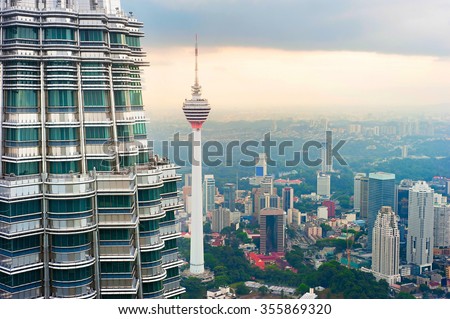 Aerial view of Kuala Lumpur, Malaysia Royalty-Free Stock Photo #355869320