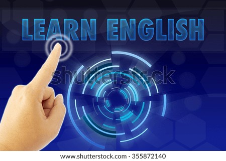hand pointing "Learn English" word