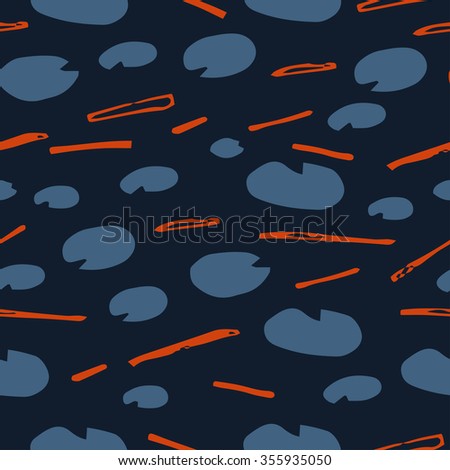 Vector water lilies seamless pattern background with hand drawn leaves.