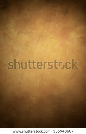 Painted canvas or muslin fabric cloth studio backdrop or background, suitable for use with portraits, products and concepts. Yellow, orange, pink and brown with darker top and bottom shading. Royalty-Free Stock Photo #355948607